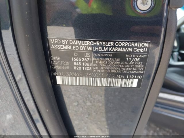 2006 CHRYSLER CROSSFIRE 1C3AN69L26X065779 Photo 8