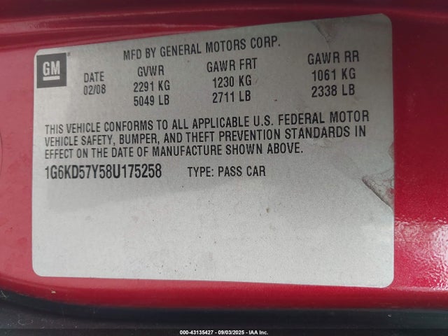 2008 CADILLAC DTS 1G6KD57Y58U175258 Photo 8