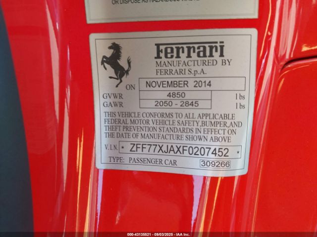 2015 FERRARI CALIFORNIA ZFF77XJAXF0207452 Photo 8