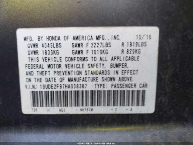 2017 ACURA ILX 19UDE2F87HA008387 Photo 8