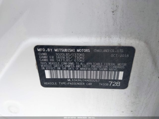 2019 MITSUBISHI MIRAGE ML32A3HJ1KH003257 Photo 8