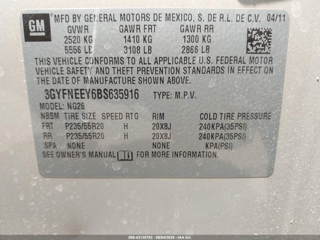 2011 CADILLAC SRX 3GYFNEEY6BS635916 Photo 8