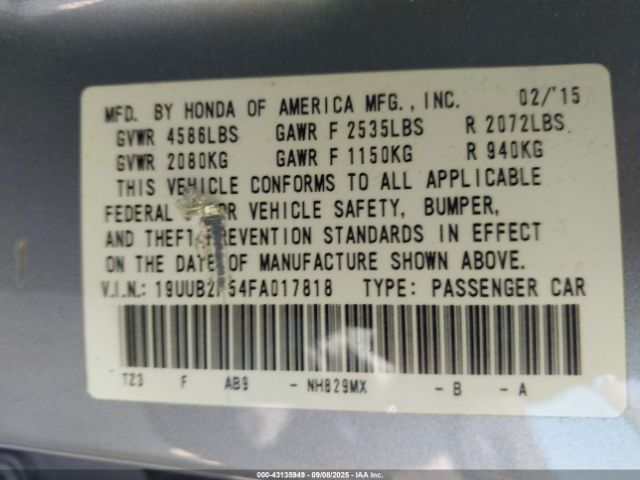 2015 ACURA TLX 19UUB2F54FA017818 Photo 8