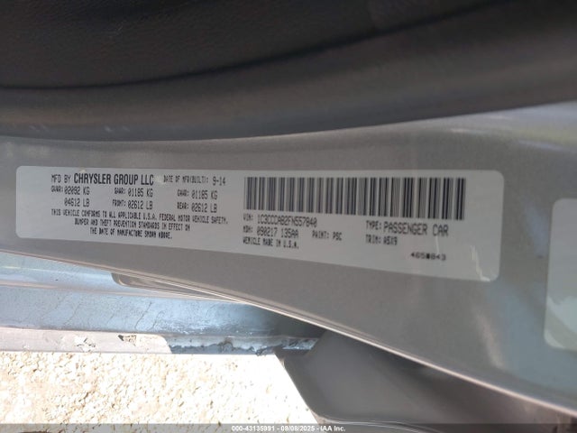 Продажа на аукционе авто 2015 Chrysler 200 Limited, vin: 1C3CCCAB2FN557840, номер лота: 43135991