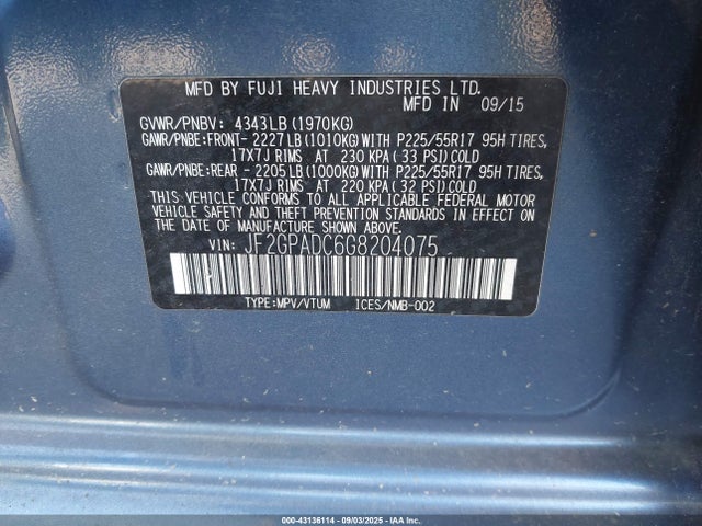 JF2GPADC6G8204075 Subaru naturally aspirated