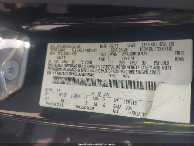 Ford 2016 2016 1FMCU0J91GUA09545 Image 9
