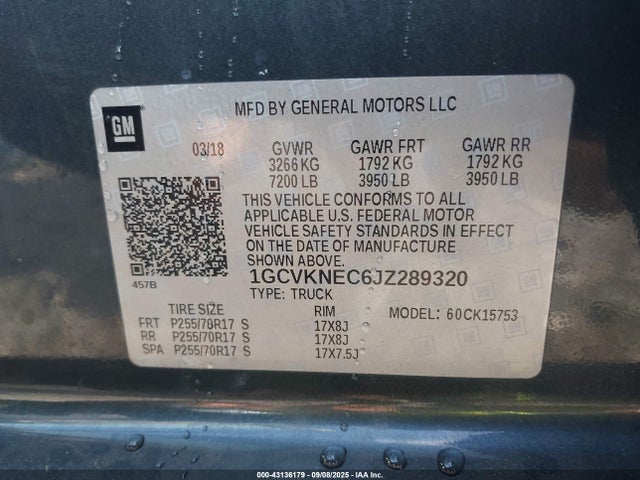 1GCVKNEC6JZ289320 Chevrolet l83 - sidi: spark ignited direct injection, vvt: variable valve timing, afm, e85 max, alum