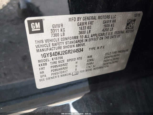 2016 CADILLAC ESCALADE 1GYS4DKJ2GR244534 Photo 8