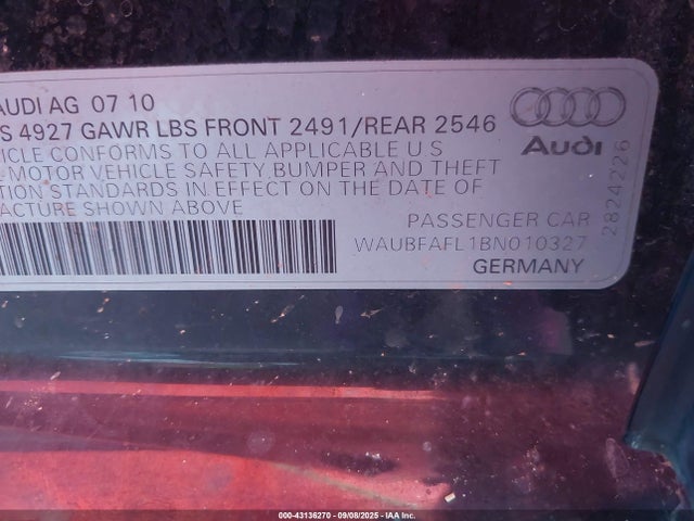 2011 AUDI A4 WAUBFAFL1BN010327 Photo 8