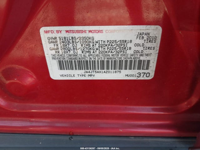 2010 MITSUBISHI OUTLANDER JA4JT5AX1AZ011875 Photo 8