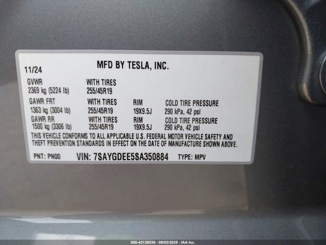 2025 TESLA MODEL Y 7SAYGDEE5SA350884 Photo 8