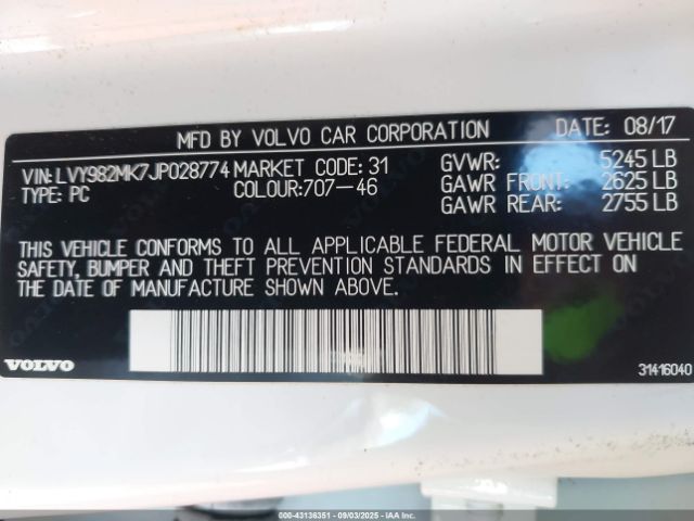 2018 VOLVO S90 LVY982MK7JP028774 Photo 8