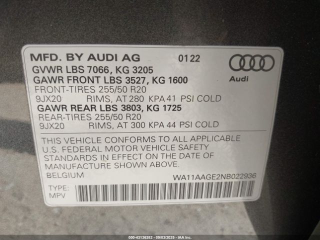 2022 AUDI E-TRON SPORTBACK WA11AAGE2NB022936 Photo 8