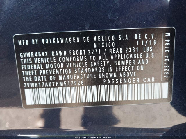 3VWH17AU7HM517926 Volkswagen 1.8 tsi