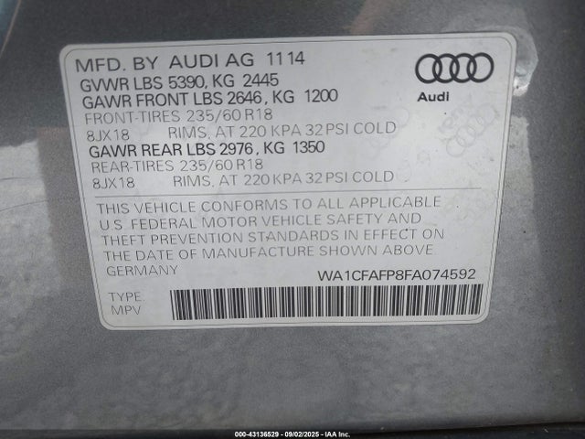 2015 AUDI Q5 WA1CFAFP8FA074592 Photo 8