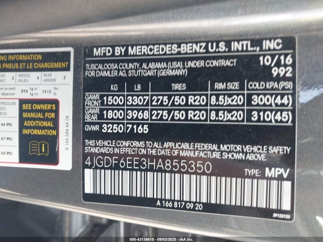 Mercedes-Benz m276 2017 4JGDF6EE3HA855350 Image 9
