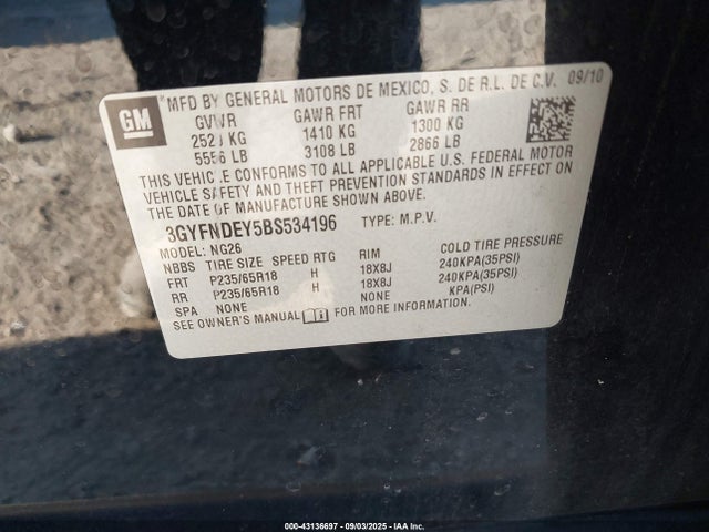 2011 CADILLAC SRX 3GYFNDEY5BS534196 Photo 8