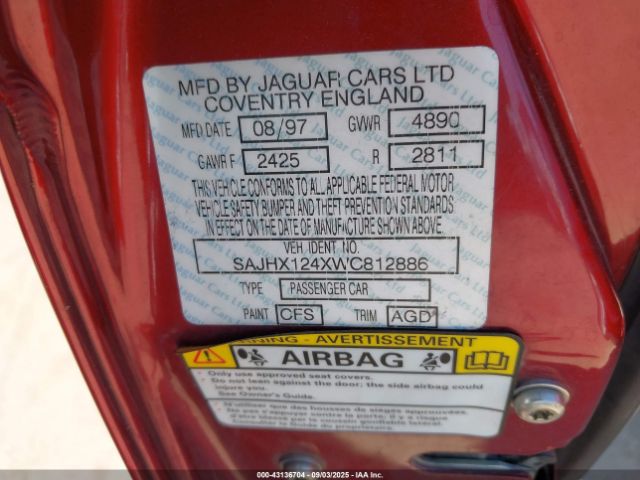1998 JAGUAR XJ8 SAJHX124XWC812886 Photo 8