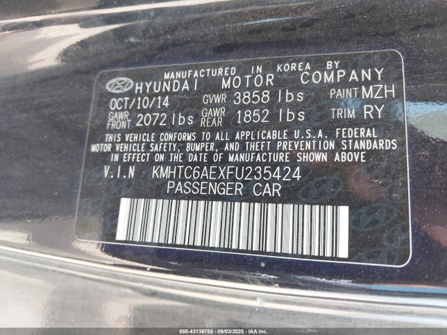 Hyundai dohc t-gdi gamma 2015 KMHTC6AEXFU235424 Image 9