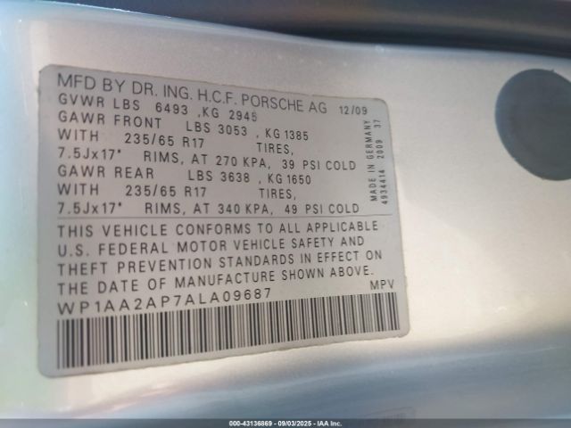 2010 PORSCHE CAYENNE WP1AA2AP7ALA09687 Photo 8