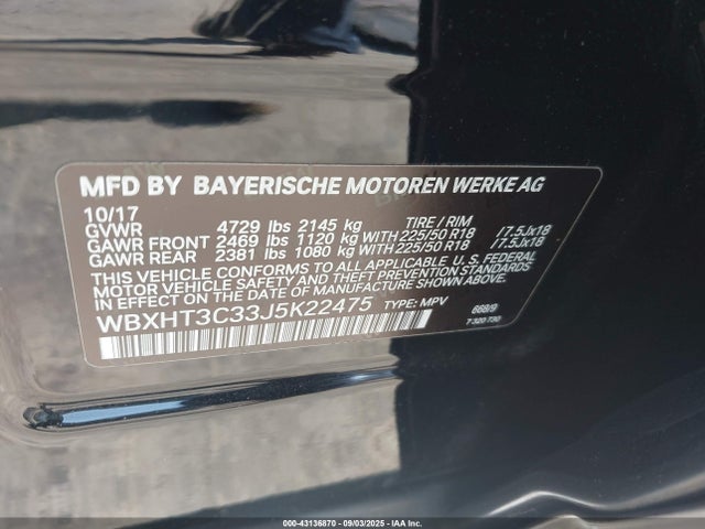 WBXHT3C33J5K22475 BMW X1