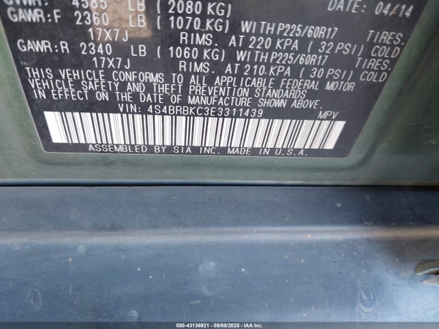 Subaru 2.5na u5 2014 4S4BRBKC3E3311439 Image 9