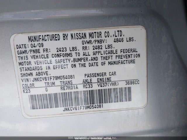 Продаж на аукціоні авто 2009 Infiniti G37x, vin: JNKCV61F79M054081, номер лоту: 43137212