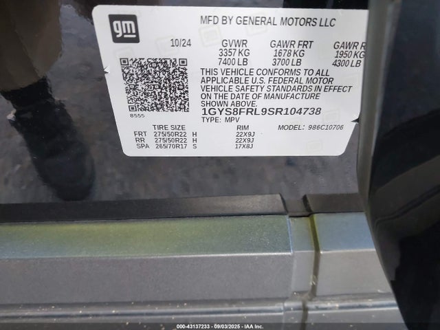 2025 CADILLAC ESCALADE 1GYS8FRL9SR104738 Photo 8