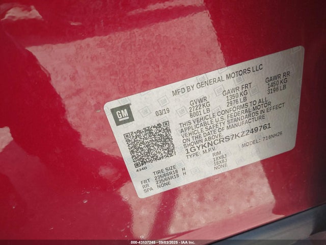 2019 CADILLAC XT5 1GYKNCRS7KZ249761 Photo 8