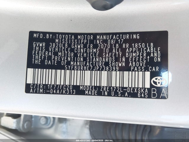 Toyota 2zr-fe 2018 5YFBURHE7JP738399 Image 9