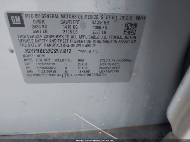 2012 CADILLAC SRX 3GYFNBE33CS510912 Photo 8