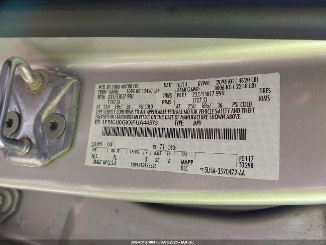 1FMCU0GXXFUA44573 Ford Escape