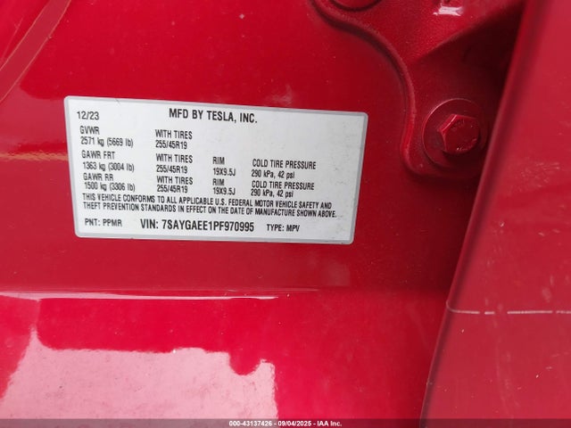 2023 TESLA MODEL Y 7SAYGAEE1PF970995 Photo 8