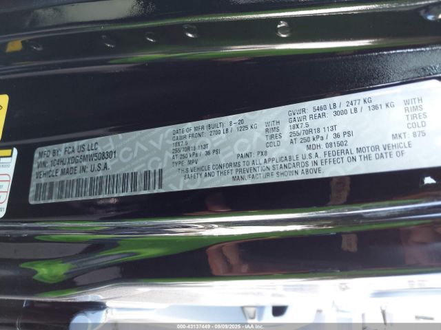 2021 JEEP WRANGLER UNLIMITED 1C4HJXDG6MW508301 Photo 8