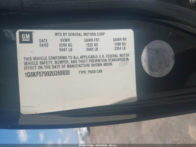 2002 CADILLAC DEVILLE 1G6KF57992U268830 Photo 8