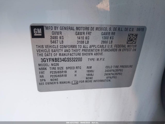 2016 CADILLAC SRX 3GYFNBE34GS532200 Photo 8