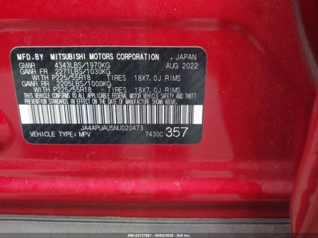 2022 MITSUBISHI OUTLANDER SPORT JA4APUAU5NU020473 Photo 8