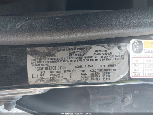 Продажа на аукционе авто 2012 Chevrolet Colorado 2lt, vin: 1GCHTDFE1C8101106, номер лота: 43137663