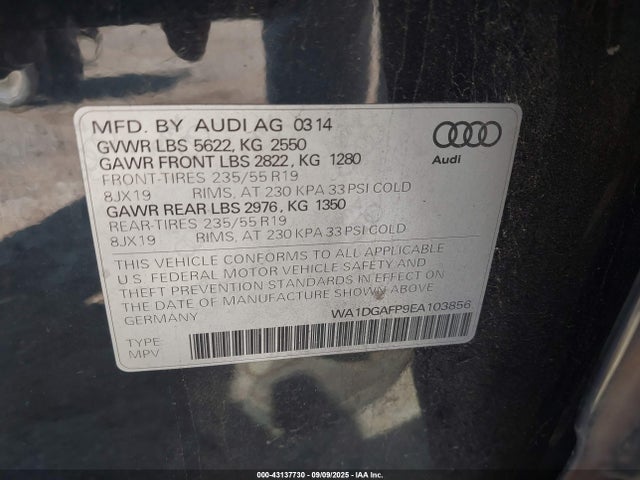 Audi 2014 2014 WA1DGAFP9EA103856 Image 9