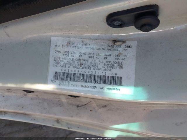 2003 MITSUBISHI ECLIPSE 4A3AC44GX3E173166 Photo 8