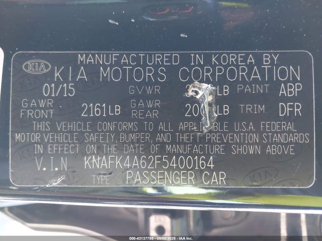 KNAFK4A62F5400164 KIA dohc mpi nu