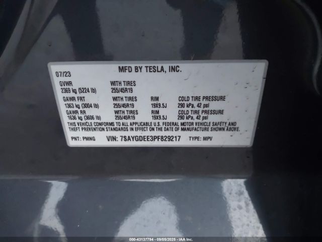 2023 TESLA MODEL Y 7SAYGDEE3PF829217 Photo 8