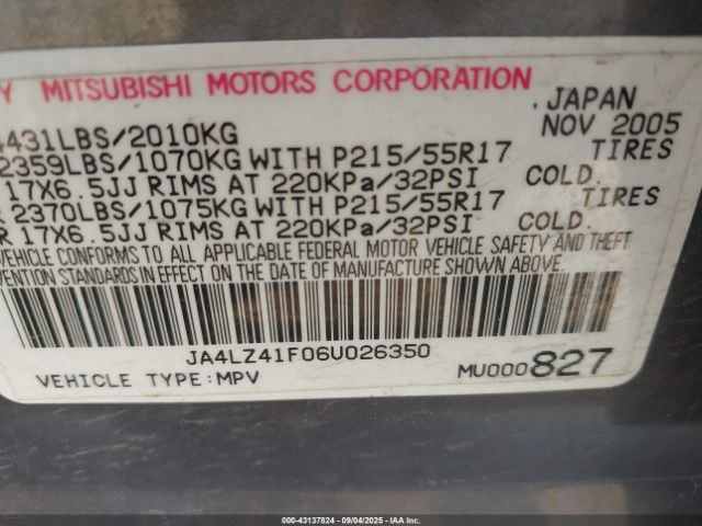 2006 MITSUBISHI OUTLANDER JA4LZ41F06U026350 Photo 8
