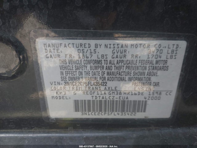 3N1CE2CP5FL435422 Nissan 2015