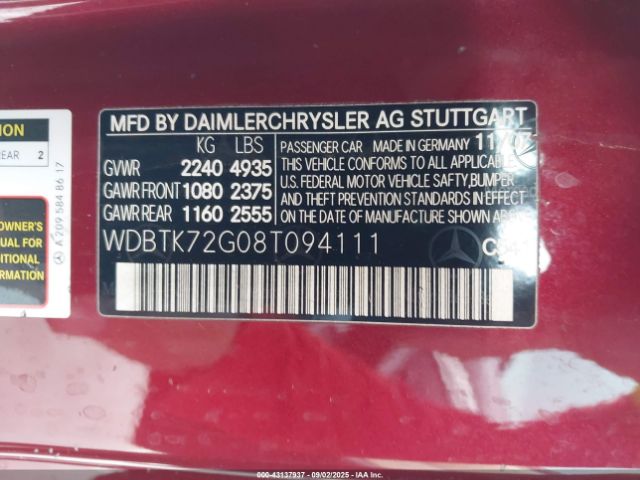 2008 MERCEDES-BENZ CLK 550 WDBTK72G08T094111 Photo 8