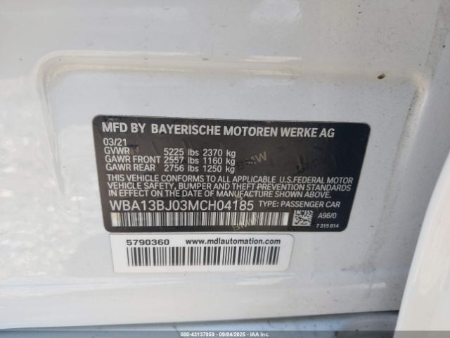 2021 BMW 530I WBA13BJ03MCH04185 Photo 8