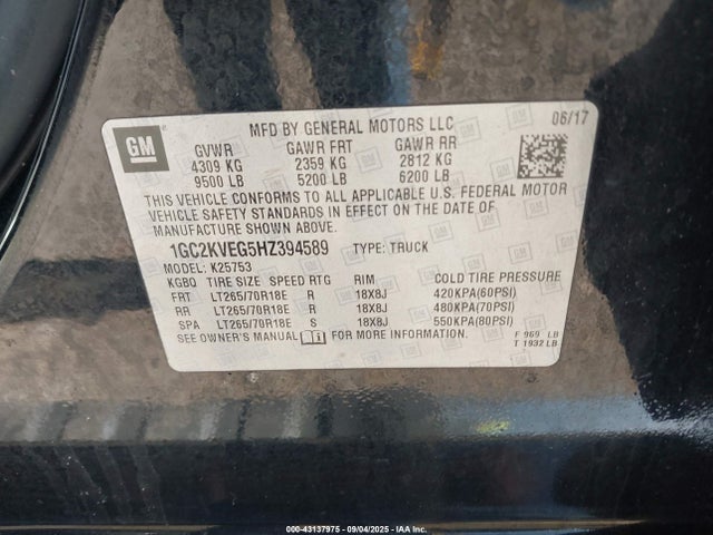 1GC2KVEG5HZ394589 Chevrolet l96 - e85 max, iron