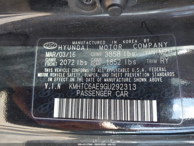 Hyundai dohc t-gdi gamma 2016 KMHTC6AE9GU292313 Image 9