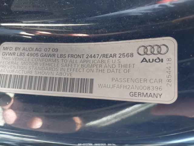 2010 AUDI A5 WAUJFAFH2AN008396 Photo 8