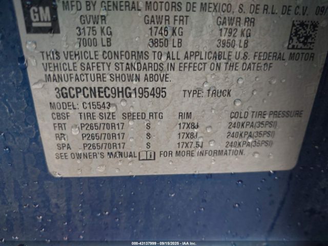 2017 CHEVROLET SILVERADO 1500 3GCPCNEC9HG195495 Photo 8